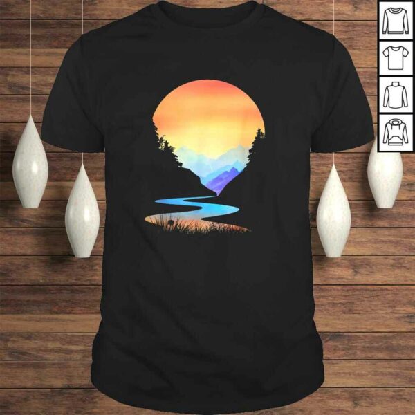 Outdoor Sunset Vintage Style Mountains Sun Nature Shirt