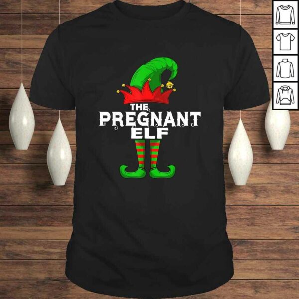 PREGNANT Elf Family Christmas Group Matching PJ Tee Shirt