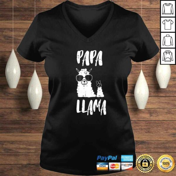 Papa Llama Daddy Cute First Fathers Day Outfit V-Neck T-Shirt