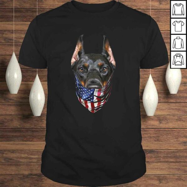 Patriotic Doberman in USA America Bandana, Dog TShirt