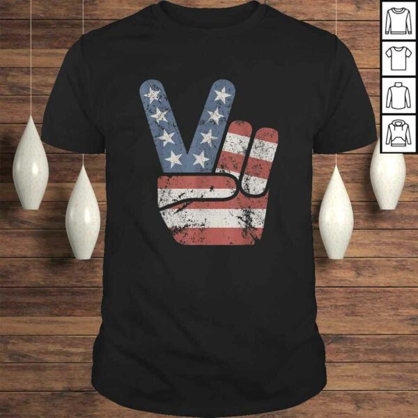 Peace Sign American Flag Vintage USA Shirt