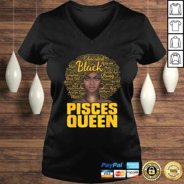 Pisces Queen Black Woman Afro Natural Hair African American V-Neck T-Shirt