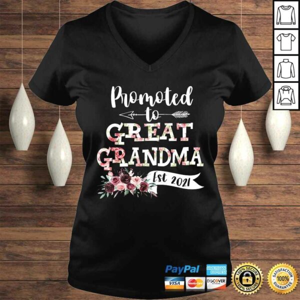 Promoted to Great Grandma Est 2021 New Grandma To Be Tee Shirt