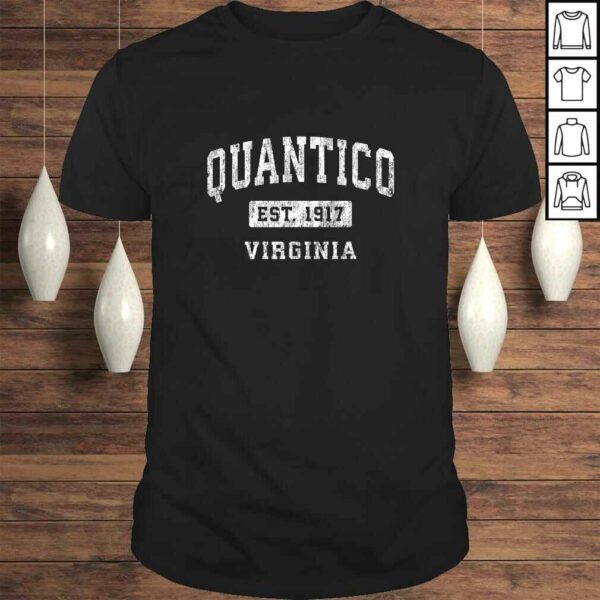 Quantico Virginia VA Vintage Established Sports Design Tee Shirt