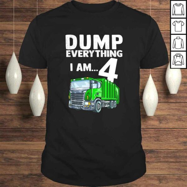 Recycling Trash Garbage Truck Birthday 4 4th Shirt Kids Boys TShirt Gift