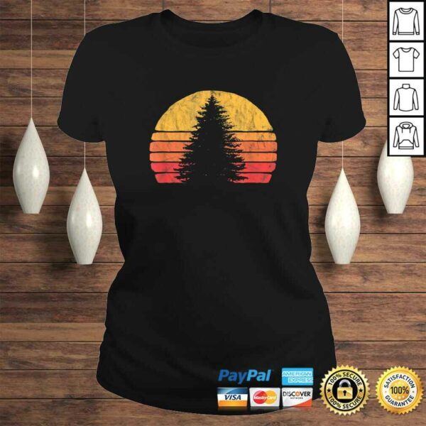 Retro Sun Minimalist Pine Tree Design – Graphic 80’s TShirt