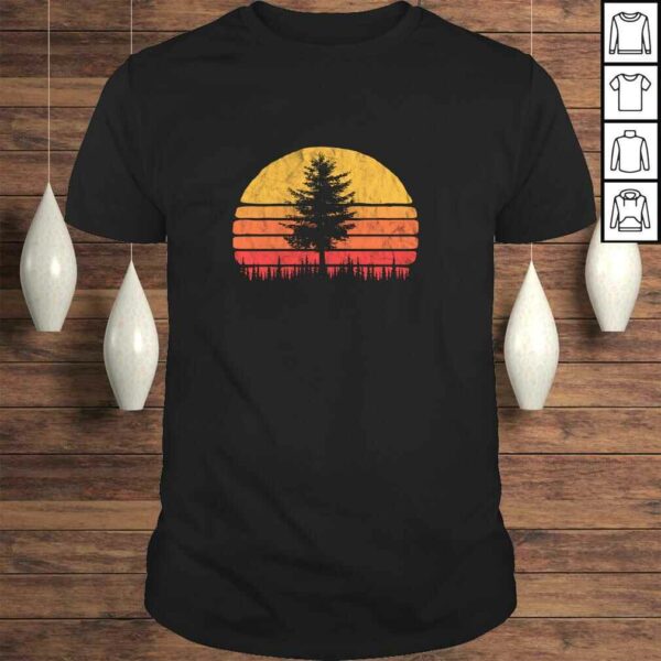 Retro Sun Minimalist Pine Tree Vintage Graphic Long Sleeve Gift TShirt