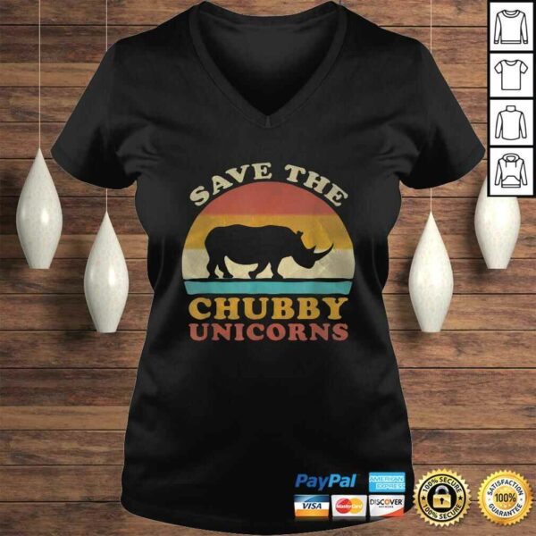 Retro Vintage Sunset Save The Chubby Unicorns Fat Rhino Gift TShirt