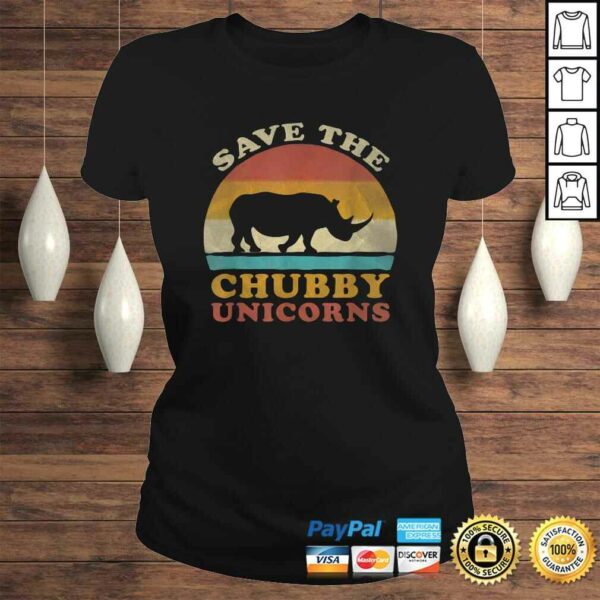 Retro Vintage Sunset Save The Chubby Unicorns Fat Rhino Gift TShirt