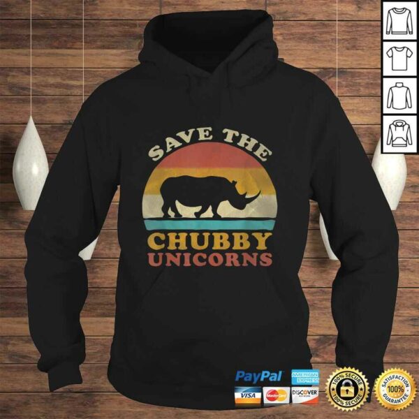 Retro Vintage Sunset Save The Chubby Unicorns Fat Rhino Gift TShirt