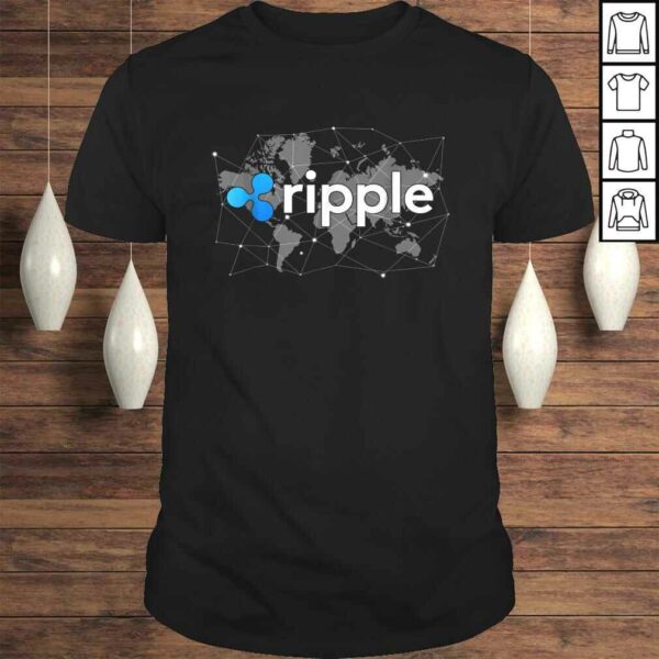 Ripple XRP Logo Crypto Trader World Map Blockchain Tee T-Shirt