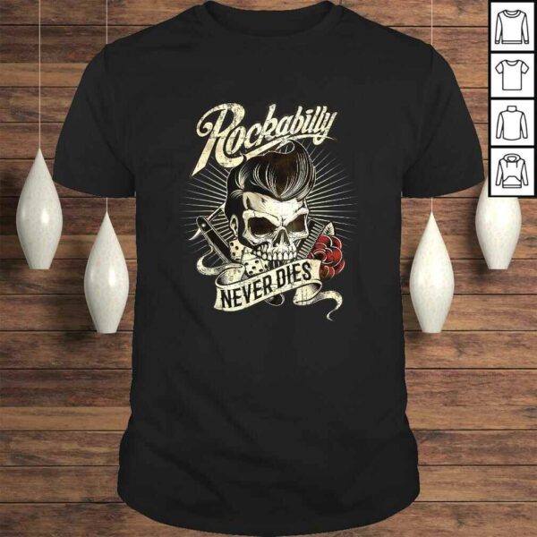 Rockabilly never dies – barber skull hipster gift for bikers V-Neck T-Shirt