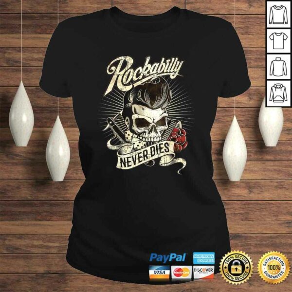 Rockabilly never dies – barber skull hipster gift for bikers V-Neck T-Shirt