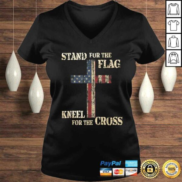 STAND FOR THE FLAG KNEEL FOR THE CROSS  Faith US Patriotic Tee Shirt