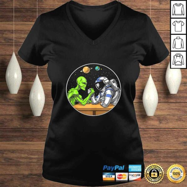 Space Alien Astronaut Arm Wrestling Funny Cosmic Tee Shirt