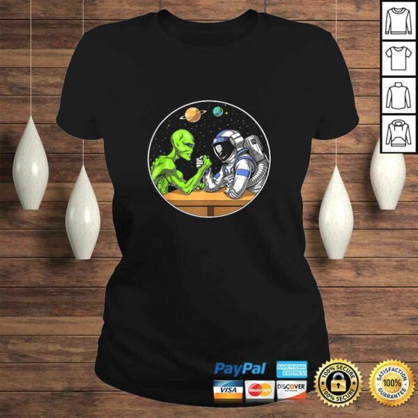 Space Alien Astronaut Arm Wrestling Funny Cosmic Tee Shirt