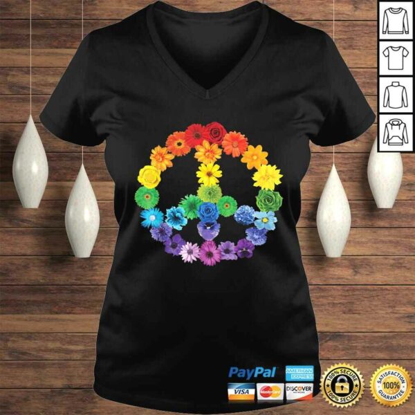 Spring Flowers Peace Sign Gerbera Daisies Roses Rainbow TShirt