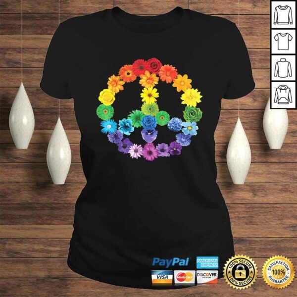 Spring Flowers Peace Sign Gerbera Daisies Roses Rainbow TShirt