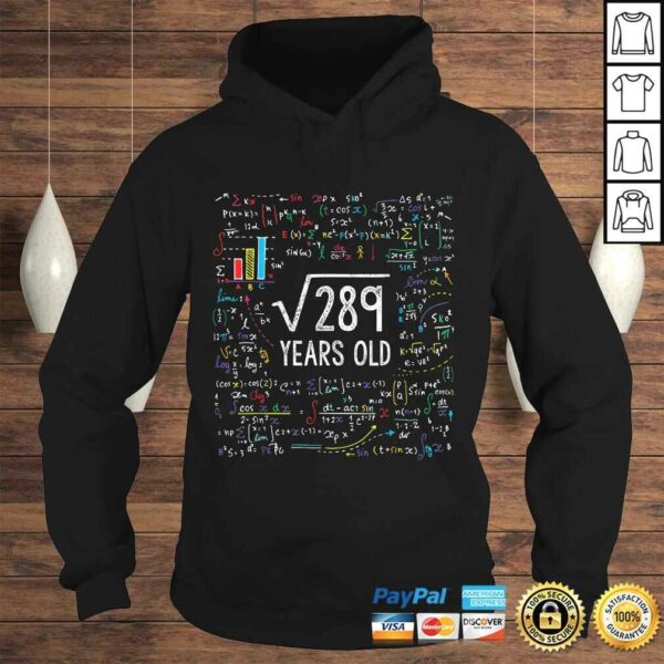 Square Root Of 289 17th Birthday 17 Year Old Gifts Math Bday Shirt