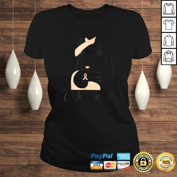 Strong Woman Uterine Cancer Warrior Unbreakable V-Neck T-Shirt