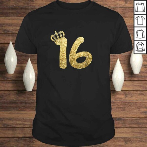 Sweet 16th Birthday Shirt Gifts for Girls Sixteen Gold