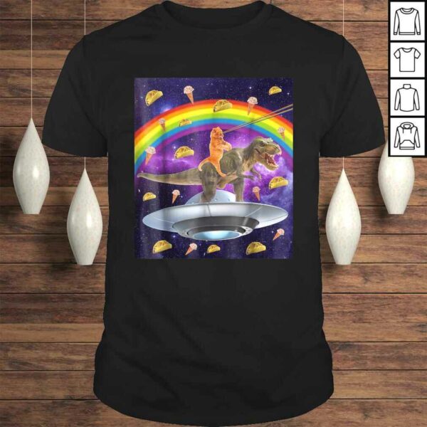 Taco Kitty Rainbow Laser Eye T-Rex Riding Space CaTee Shirt