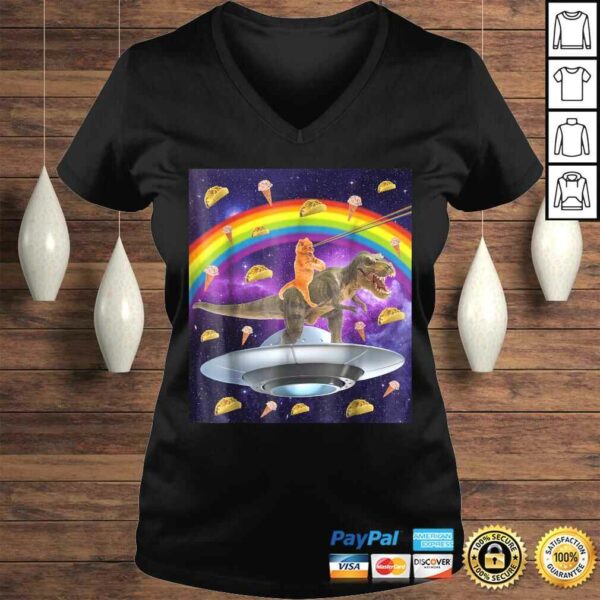 Taco Kitty Rainbow Laser Eye T-Rex Riding Space CaTee Shirt