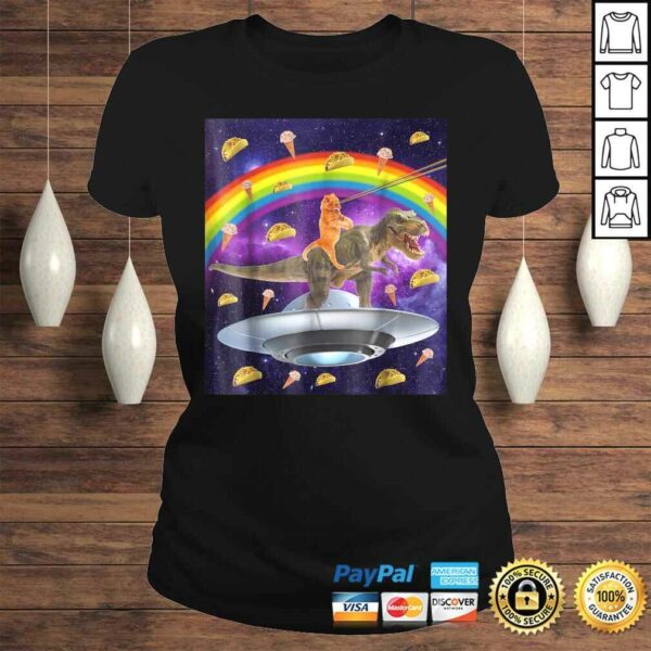 Taco Kitty Rainbow Laser Eye T-Rex Riding Space CaTee Shirt