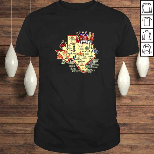 Texas State Places of Interest in a stylish TShirt