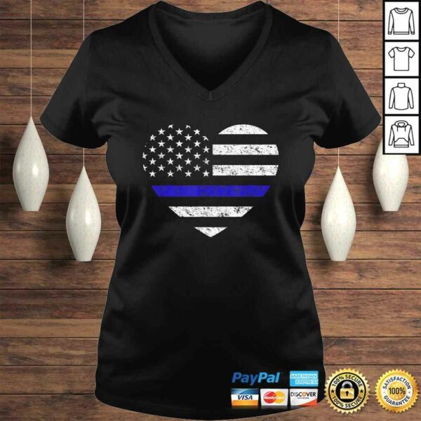 Thin Blue Line American Flag Heart Police Shirt