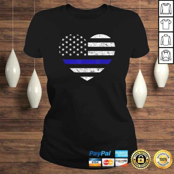 Thin Blue Line American Flag Heart Police Shirt