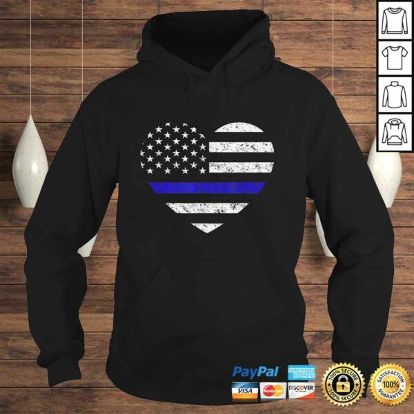 Thin Blue Line American Flag Heart Police Shirt