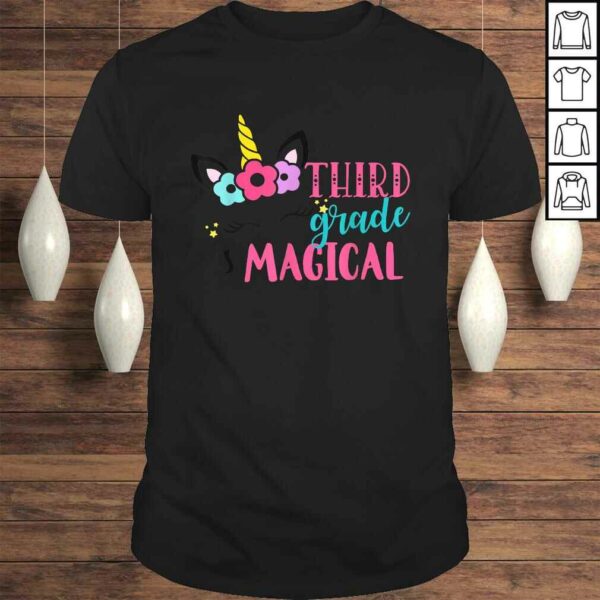 Third Grade Unicorn Back to School Girls 3rd Grade V-Neck T-Shirt