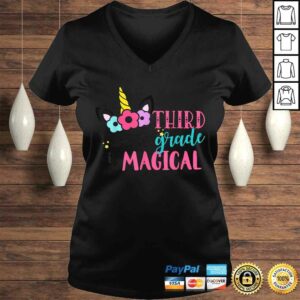 Third Grade Unicorn Back to School Girls 3rd Grade V-Neck T-Shirt 1 Third Grade Unicorn Back to School Girls 3rd Grade V Neck T Shirt 2