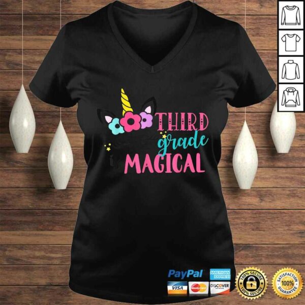 Third Grade Unicorn Back to School Girls 3rd Grade V-Neck T-Shirt