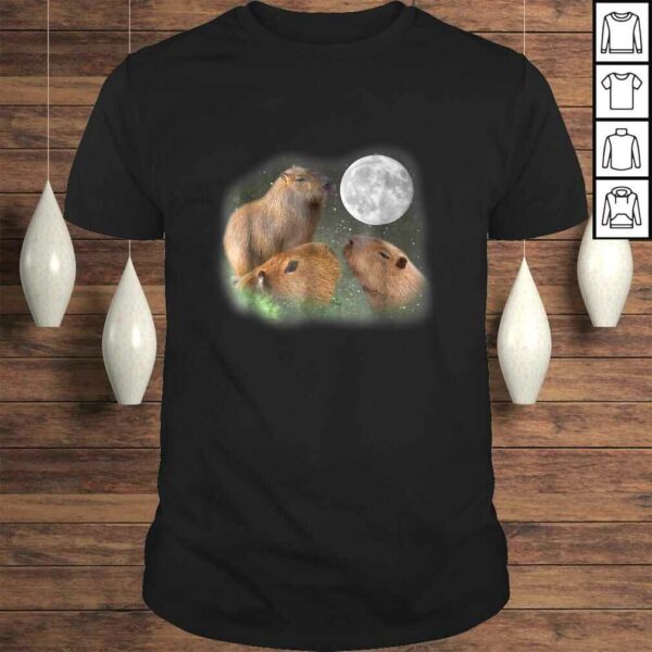 Three Moon Capybaras Shirt Funny Cute Animal Parody Tee