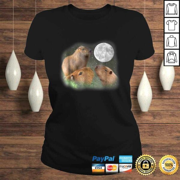 Three Moon Capybaras Shirt Funny Cute Animal Parody Tee