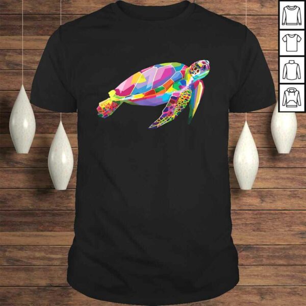 Turtle Shirt Colorful Floating Turtle Geometric Animal Tee