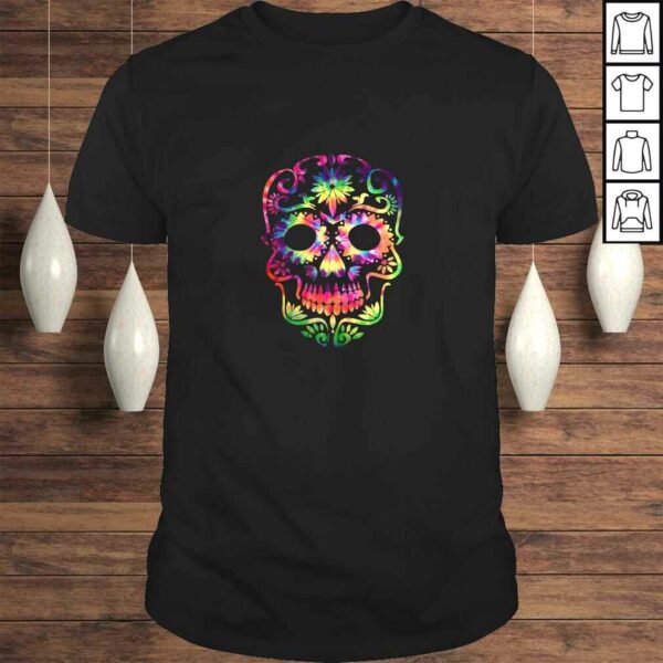 Tye Dye Day of the Dead Shirt Art-70’s Style Sugar Skull Gift TShirt