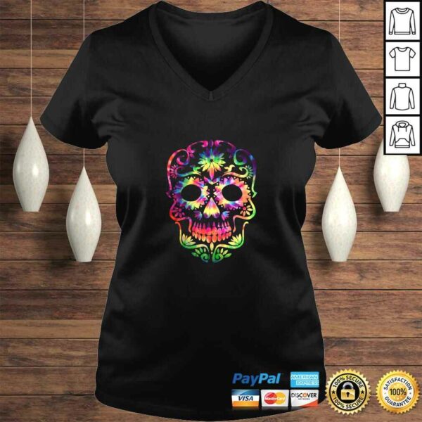 Tye Dye Day of the Dead Shirt Art-70’s Style Sugar Skull Gift TShirt