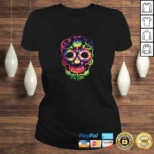 Tye Dye Day of the Dead Shirt Art-70’s Style Sugar Skull Gift TShirt