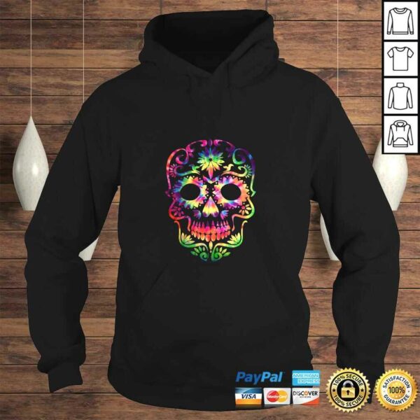 Tye Dye Day of the Dead Shirt Art-70’s Style Sugar Skull Gift TShirt