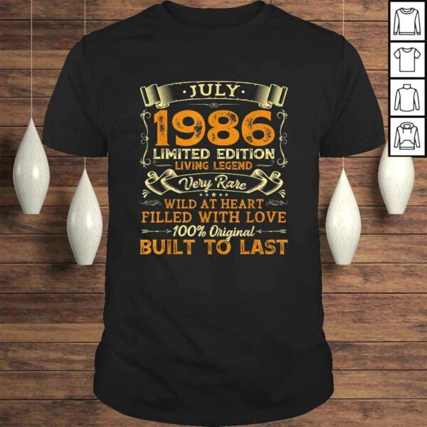 Vintage 34th Birthday July 1986 Shirt 34 Years Old V-Neck T-Shirt