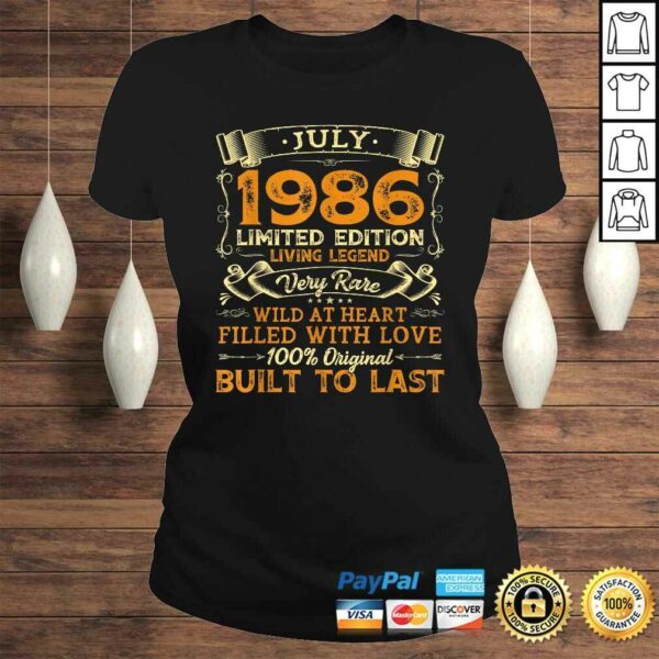 Vintage 34th Birthday July 1986 Shirt 34 Years Old V-Neck T-Shirt