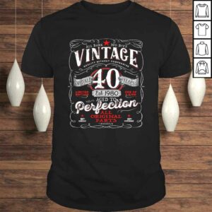 Vintage 40th Birthday Shirt For Him 1980 Aged To Perfection Tee T-Shirt Vintage 40th Birthday Shirt For Him 1980 Aged To Perfection Tee T-Shirt