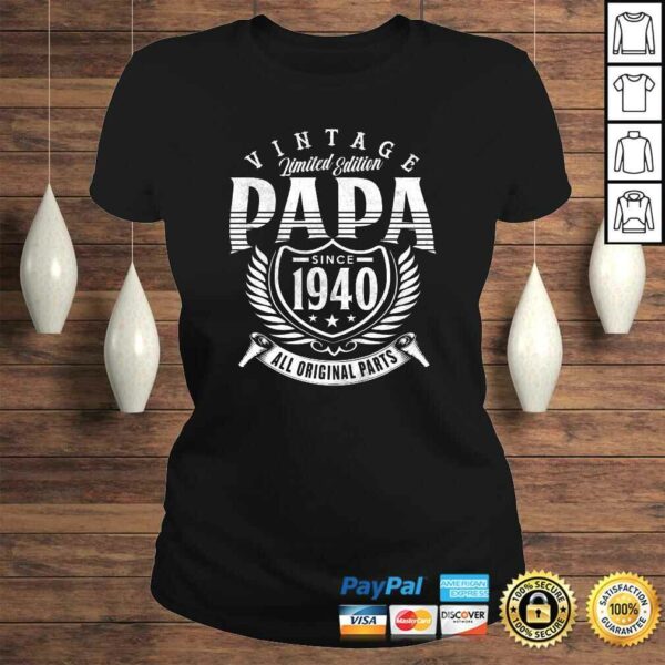 Vintage 80th Birthday Papa Gift Since 1940 Dad V-Neck T-Shirt