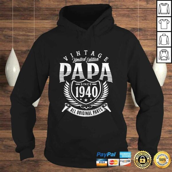 Vintage 80th Birthday Papa Gift Since 1940 Dad V-Neck T-Shirt