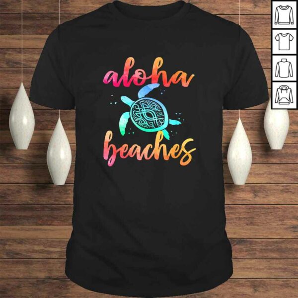 Watercolor Aloha Beaches Turtle Shirt Hawaiin Sea Turtles T-shirt