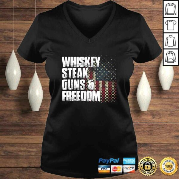 Whiskey Steak Guns & Freedom Patriotic Flag Tee Shirt