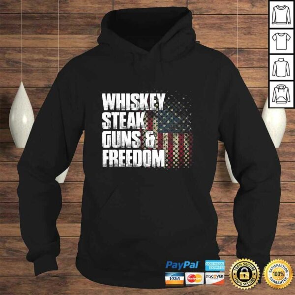 Whiskey Steak Guns & Freedom Patriotic Flag Tee Shirt